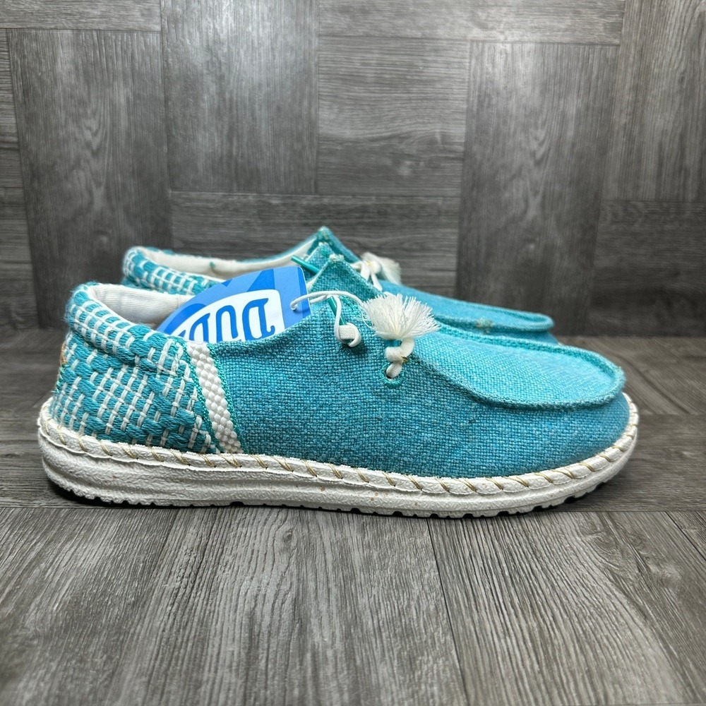 Hey Dude Wendy Funk Coastal Jute Women Size 11 Blue Slip On Loafers NEW